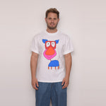 Steve wearing the Shmoof T-shirt, full length